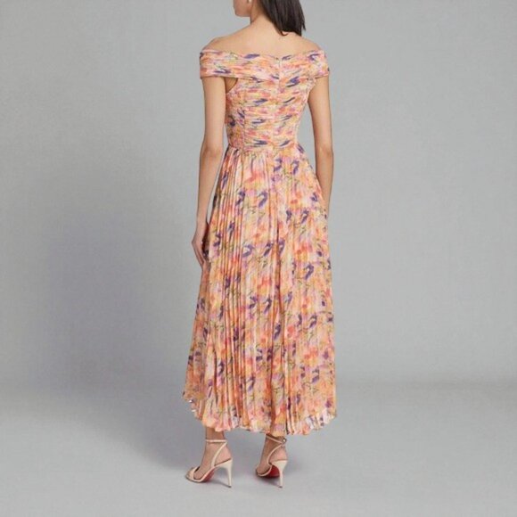 NWT ASTR Leonara Off Shoulder Maxi Dress Peach Multi One Size - Picture 8 of 13